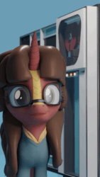 Size: 720x1280 | Tagged: safe, artist:vinson1995, imported from derpibooru, oc, oc:red river, kirin, animated, computer, glasses, kirin oc, simp, sound, webm