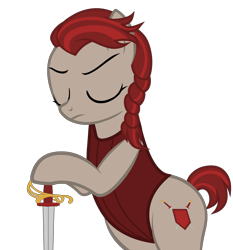 Size: 3836x4121 | Tagged: safe, artist:mrvector, imported from derpibooru, oc, oc:lawkeeper equity, pony, absurd resolution, bipedal, clothes, elements of justice, eyes closed, female, frown, mare, one-piece swimsuit, simple background, solo, swimsuit, sword, transparent background, vector, weapon