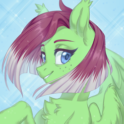 Size: 1700x1700 | Tagged: safe, artist:ls_skylight, imported from derpibooru, oc, oc:watermelon success, pegasus, pony, bust, chest fluff, commission, freckles, looking at you, portrait, smiling