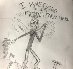 Size: 623x585 | Tagged: safe, imported from derpibooru, griffon, equestria at war mod, monochrome, photo, shitposting, solo, traditional art