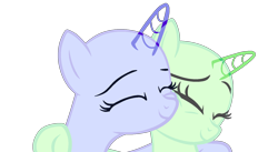 Size: 1487x814 | Tagged: safe, artist:lilith1light, imported from derpibooru, oc, oc only, alicorn, pony, alicorn oc, bald, base, duo, eyelashes, eyes closed, female, horn, mare, side hug, simple background, smiling, transparent background, wings