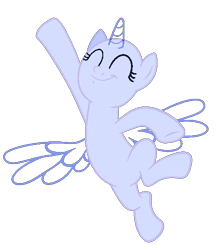 Size: 456x523 | Tagged: safe, artist:lilith1light, imported from derpibooru, oc, oc only, alicorn, pony, alicorn oc, bald, base, cheering, eyelashes, eyes closed, female, horn, mare, simple background, smiling, solo, transparent background, wings