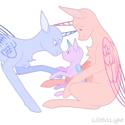 Size: 2000x2000 | Tagged: safe, artist:lilith1light, imported from derpibooru, oc, oc only, alicorn, pony, alicorn oc, base, female, holding a pony, horn, mare, raised hoof, simple background, smiling, transparent background, wings