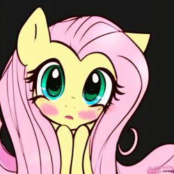 Size: 1024x1024 | Tagged: safe, imported from derpibooru, fluttershy, pegasus, pony, ai content, ai generated, blushing, cute, female, generator:purplesmart.ai, generator:stable diffusion, mare, shyabetes, simple background, solo