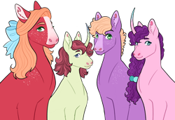 Size: 1280x873 | Tagged: safe, artist:s0ftserve, imported from derpibooru, big macintosh, little mac, sugar belle, oc, oc:apple turnover, earth pony, unicorn, female, male, mare, offspring, older, orchard blossom, parent:big macintosh, parent:sugar belle, parents:sugarmac, shipping, simple background, stallion, sugarblossom, sugarmac, trans female, transgender, transparent background