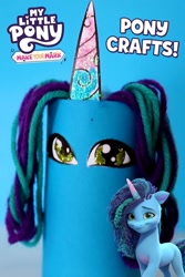 Size: 736x1104 | Tagged: safe, imported from derpibooru, pony, unicorn, arts and crafts, female, g5, irl, mare, misty brightdawn, my little pony logo, my little pony: make your mark, official, photo