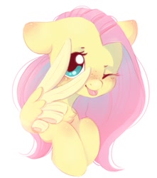 Size: 939x1062 | Tagged: safe, artist:melodylibris, imported from derpibooru, fluttershy, pegasus, pony, ;p, blushing, bust, chest fluff, cute, ear blush, feather fingers, female, floppy ears, freckles, freckleshy, g4, looking at you, mare, mlem, one eye closed, peace sign, raspberry, shyabetes, silly, simple background, smiling, smiling at you, solo, tongue out, white background, wing hands, wings, wink, winking at you