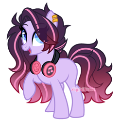 Size: 1550x1570 | Tagged: safe, artist:skyfallfrost, imported from derpibooru, oc, oc only, earth pony, pony, female, headphones, mare, simple background, solo, transparent background