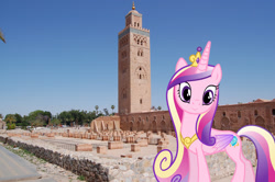 Size: 1600x1064 | Tagged: safe, artist:90sigma, artist:jaredking779, imported from derpibooru, princess cadance, alicorn, pony, crown, female, irl, jewelry, looking at you, mare, marrakech, marrakesh, morocco, photo, ponies in real life, regalia, smiling, solo