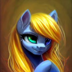 Size: 512x512 | Tagged: safe, imported from derpibooru, pony, ai content, ai generated, bust, generator:purplesmart.ai, generator:stable diffusion, heterochromia, portrait, random pony, solo