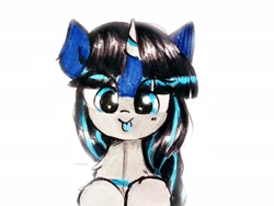 Size: 2182x1637 | Tagged: safe, artist:liaaqila, imported from derpibooru, oc, oc only, oc:ratangga, pony, unicorn, :p, blue tongue, simple background, solo, tongue out, white background