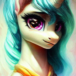 Size: 512x512 | Tagged: safe, imported from derpibooru, pony, ai content, ai generated, bust, generator:purplesmart.ai, generator:stable diffusion, looking at you, not princess celestia, portrait, random pony, solo
