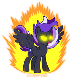 Size: 843x900 | Tagged: safe, artist:jennieoo, imported from derpibooru, oc, oc:nightmare aliss, alicorn, pony, alicorn oc, glowing, glowing eyes, horn, open mouth, powering up, show accurate, simple background, solo, transparent background, vector, wings