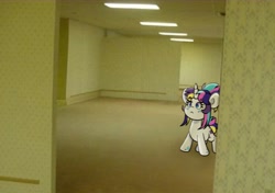 Size: 4000x2822 | Tagged: safe, artist:partylikeanartist, imported from derpibooru, oc, oc only, oc:indigo wire, pony, unicorn, female, mare, solo, the backrooms