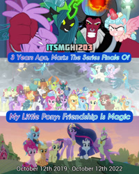 Size: 3277x4096 | Tagged: safe, edit, edited screencap, editor:itsmgh1203, imported from derpibooru, screencap, amethyst star, applejack, chancellor neighsay, cozy glow, firelight, fizzlepop berrytwist, flam, flim, fluttershy, gallus, grampa gruff, lemon hearts, lord tirek, lyra heartstrings, minuette, moondancer, night light, ocellus, party favor, pharynx, pinkie pie, prince rutherford, princess ember, queen chrysalis, rainbow dash, rarity, sandbar, seaspray, silverstream, smolder, sparkler, spike, stellar flare, sunburst, tempest shadow, terramar, thorax, trixie, twilight sparkle, twilight velvet, twinkleshine, yona, alicorn, centaur, changedling, changeling, dragon, earth pony, griffon, hippogriff, pegasus, pony, taur, unicorn, yak, season 9, the ending of the end, the last problem, :o, alicornified, applejack's hat, brothers, comments locked down, cowboy hat, cozycorn, crossed arms, crown, debate in the comments, dragoness, duckery in the comments, eyes closed, female, filly, flim flam brothers, flying, foal, gigachad spike, grin, hat, high res, jewelry, king thorax, legion of doom, magic, male, mane six, mare, mlp fim's twelfth anniversary, older, older applejack, older fluttershy, older mane six, older pinkie pie, older rainbow dash, older rarity, older spike, older twilight, open mouth, open smile, prince pharynx, princess twilight 2.0, race swap, regalia, siblings, smiling, spread wings, stallion, student six, sweet apple acres, telekinesis, text, the magic of friendship grows, twilight sparkle (alicorn), wall of tags, winged spike, wings