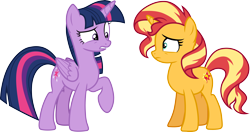 Size: 5680x3000 | Tagged: safe, artist:cloudy glow, imported from derpibooru, sunset shimmer, twilight sparkle, alicorn, pony, unicorn, equestria girls, equestria girls series, forgotten friendship, absurd resolution, female, mare, simple background, transparent background, twilight sparkle (alicorn), vector