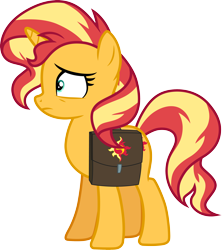 Size: 3000x3376 | Tagged: safe, artist:cloudy glow, imported from derpibooru, sunset shimmer, pony, unicorn, equestria girls, equestria girls series, forgotten friendship, bag, female, g4, high res, mare, saddle bag, simple background, solo, transparent background, vector