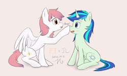 Size: 3209x1936 | Tagged: safe, artist:jade luster, imported from derpibooru, oc, oc:jade luster, oc:芳棠, pegasus, unicorn, boop, cute, fimtale