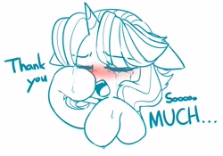 Size: 3401x2384 | Tagged: safe, artist:maren, imported from derpibooru, oc, oc only, oc:techy twinkle, pony, unicorn, 2020, blushing, bust, crying, dialogue, eyes closed, high res, old art, open mouth, solo, wiping tears