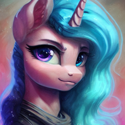 Size: 512x512 | Tagged: safe, imported from derpibooru, pony, unicorn, ai content, ai generated, bust, generator:purplesmart.ai, generator:stable diffusion, heterochromia, looking at you, portrait, random pony, solo