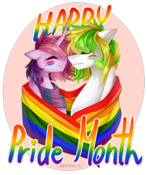 Size: 2112x2514 | Tagged: safe, artist:sparkie45, imported from derpibooru, oc, oc:ray of hope, oc:sparkie, alicorn, changeling, dracony, dragon, hybrid, pegasus, pony, bisexual pride flag, pansexual pride flag, pride, pride flag, pride month, pride ponies