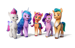 Size: 3326x2129 | Tagged: safe, imported from derpibooru, hitch trailblazer, izzy moonbow, pipp petals, sunny starscout, zipp storm, earth pony, pegasus, pony, unicorn, female, g5, high res, male, mane five (g5), mare, my little pony: make your mark, official, simple background, stallion, transparent background