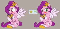 Size: 2778x1376 | Tagged: safe, artist:badumsquish, derpibooru exclusive, imported from derpibooru, pipp petals, pegasus, pony, derpibooru, adorapipp, angry, blushing, cellphone, cute, disappointed, embarrassed, eyes on the prize, favorite, female, frown, g4, g5, g5 to g4, generation leap, gray background, jewelry, looking back, mare, meme, meta, nervous, nervous sweat, not sure if want, phone, ponified meme, shame, show accurate, simple background, sitting, solo, spread wings, sweat, that is my fetish, tiara, two toned coat, unshorn fetlocks, upvote, wingboner, wings