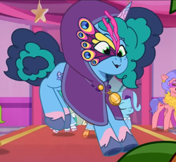 Size: 714x659 | Tagged: safe, imported from derpibooru, screencap, earth pony, pegasus, pony, unicorn, spoiler:g5, spoiler:my little pony: tell your tale, spoiler:tyts01e30, bow, cherry flyaway, cloak, clothes, costume, cropped, cute, ear piercing, earring, fake cutie mark, female, filly, foal, freckles, g5, glory (g5), jewelry, mare, mask, misty brightdawn, mistybetes, my little pony: tell your tale, nightmare night costume, nightmare night party, open mouth, open smile, peach fizz, piercing, pippsqueak trio, pippsqueaks, reference, seashell (g5), smiling, solo focus, spoiler, tail, tail bow, the shining