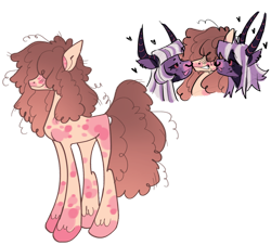 Size: 1280x1159 | Tagged: safe, artist:lovedletters, imported from twibooru, oc, oc only, earth pony, hybrid, pony, coat markings, colored hooves, female, image, interspecies offspring, male, next generation, offspring, parent:cheese sandwich, parent:lord tirek, parent:pinkie pie, parent:twilight sparkle, parents:cheesepie, parents:twirek, png, shipping, simple background, straight, transparent background