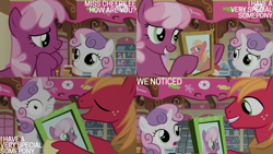 Size: 4400x2475 | Tagged: safe, edit, edited screencap, editor:quoterific, imported from derpibooru, screencap, big macintosh, cheerilee, sweetie belle, earth pony, pony, unicorn, hearts and hooves day (episode), season 2, female, filly, foal, frown, grin, gritted teeth, male, mare, open mouth, picture, smiling, stallion, teeth, trio
