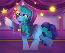 Size: 5892x4800 | Tagged: safe, artist:saphypone, imported from derpibooru, pony, unicorn, spoiler:g5, spoiler:my little pony: tell your tale, spoiler:tyts01e30, :3, blushing, clothes, costume, cute, dancing, female, freckles, g5, mare, misty brightdawn, mistybetes, my little pony: tell your tale, nightmare night costume, nightmare night party, raised leg, solo, standing on two hooves, unshorn fetlocks