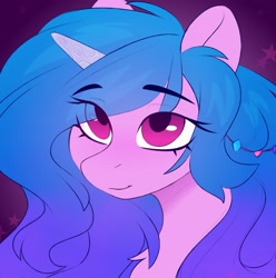 Size: 1833x1851 | Tagged: safe, artist:crimmharmony, imported from derpibooru, izzy moonbow, pony, unicorn, bust, eye clipping through hair, g5, portrait, solo