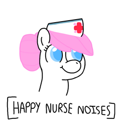 Size: 670x712 | Tagged: artist needed, source needed, safe, imported from derpibooru, nurse redheart, earth pony, descriptive noise, happy, horse noises, no pupils, simple background, smiling, white background