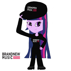 Size: 1277x1277 | Tagged: safe, artist:robertkang12415, imported from derpibooru, twilight sparkle, human, equestria girls, brandnewmusic, clothes, female, hip hop, hoodie, simple background, snapback, solo, white background