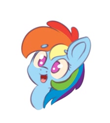 Size: 472x527 | Tagged: safe, artist:yelowcrom, imported from derpibooru, rainbow dash, pegasus, pony, beanbrows, bust, cute, dashabetes, eyebrows, eyebrows visible through hair, female, mare, simple background, solo, white background