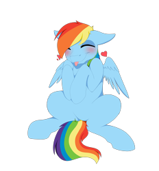 Size: 9000x9700 | Tagged: safe, artist:ginnythequeen, imported from derpibooru, rainbow dash, pegasus, :p, blushing, eyes closed, g4, heart, simple background, sitting, solo, spread wings, tongue out, transparent background, wings