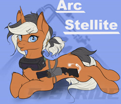 Size: 3729x3206 | Tagged: safe, artist:shade stride, imported from derpibooru, oc, oc only, oc:arc stellite, pony, unicorn, female, goggles, gun, holster, lying down, mare, prone, shotgun, solo, weapon