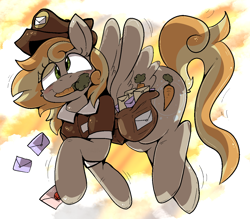 Size: 1200x1050 | Tagged: safe, artist:malachimoet, imported from derpibooru, carrot top, derpy hooves, golden harvest, pegasus, pony, bag, carrot, food, fusion, herbivore, letter, mailbag, nom, solo