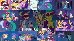 Size: 1978x1112 | Tagged: safe, edit, edited screencap, editor:quoterific, imported from derpibooru, screencap, hitch trailblazer, izzy moonbow, opaline arcana, pipp petals, sunny starscout, zipp storm, alicorn, dragon, earth pony, ghost, pegasus, pony, skeleton pony, undead, unicorn, spoiler:g5, spoiler:my little pony: make your mark, spoiler:my little pony: tell your tale, spoiler:tyts01e31, alpine aspen, amalgamation, arrowverse, baby, baby dragon, bedsheet ghost, bone, bow, cellphone, chase, cherry flyaway, clothes, costume, crown, crying, dress, eyes closed, eyeshadow, fake wings, female, filly, foal, food, freckles, frown, g5, glory (g5), grin, hair bow, hat, haunted house (episode), headdress, hologram, hoof polish, implied hitch trailblazer, implied pipp petals, implied sunny starscout, implied zipp storm, jewelry, looking at you, makeup, male, mane five (g5), mare, mask, misty brightdawn, movie reference, my little pony: tell your tale, necklace, nervous, nervous sweat, nightmare moon armor, nightmare night, nightmare night costume, nightmare sunny, nose in the air, open mouth, open smile, pasta, peach fizz, phone, pippsqueak trio, pippsqueaks, plum library, posey bloom, posey bloom is not amused, reference, regalia, scared, screaming, seashell (g5), security cameras, skeleton, skeleton mask, smartphone, smiling, smiling at you, spaghetti, sparky sparkeroni, stallion, sunglasses, surveillance, sweat, sweatdrops, tail, tail bow, tears of fear, the grady girls, the shining, unamused, volumetric mouth, wall of tags, witch hat, wizard hat