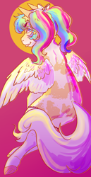 Size: 1032x2000 | Tagged: safe, artist:eggoatt, imported from twibooru, oc:lovely starlight, pegasus, pony, back, bow, female, frown, gradient background, hair bow, image, looking back, mare, png, solo, wings