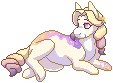 Size: 113x83 | Tagged: safe, artist:eggoatt, imported from twibooru, oc, oc:star dust, pony, animated, belly, blinking, curly mane, curly tail, female, gif, image, lying down, mare, pixel art, side, simple background, transparent background