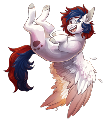 Size: 1456x1660 | Tagged: safe, artist:eggoatt, imported from twibooru, oc, oc only, oc:onyx, pegasus, pony, feather, female, heterochromia, image, mare, open mouth, png, solo, wings