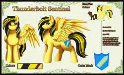 Size: 4152x2529 | Tagged: safe, artist:pridark, imported from derpibooru, oc, oc only, oc:thunderbolt sentinel, pegasus, pony, reference sheet, solo