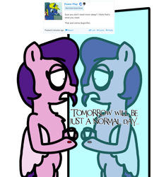 Size: 1275x1414 | Tagged: safe, artist:professorventurer, imported from derpibooru, pipp petals, pegasus, pony, series:ask pippamena, bipedal, g5, ibuprofen, medicine, mirror, pill, pippamena, reflection, tylenol