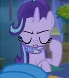 Size: 486x547 | Tagged: safe, artist:darlycatmake, edit, edited screencap, imported from derpibooru, screencap, starlight glimmer, pony, unicorn, road to friendship, angry, annoyed, cloth gag, clothes, eyes closed, gag, scarf, scarf gag, starlight glimmer is not amused, starlight's gag, unamused, unhappy