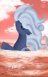 Size: 2500x4000 | Tagged: safe, artist:loopina, imported from derpibooru, oc, oc:storm ice, bat pony, dawn, male, ocean, simple background, solo, stallion, swimming, water