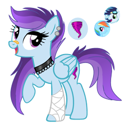 Size: 1512x1528 | Tagged: safe, artist:princess-kitsune-tsu, imported from derpibooru, rainbow dash, soarin', oc, pegasus, pony, base used, choker, female, mare, offspring, parent:rainbow dash, parent:soarin', parents:soarindash, simple background, transparent background