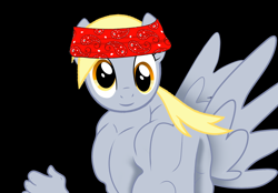 Size: 1890x1317 | Tagged: safe, artist:nelfi_fliz, imported from derpibooru, derpy hooves, anthro, pegasus, black background, derp, flexing, meme, ricardo milos, simple background, solo