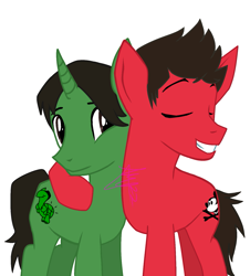 Size: 1369x1515 | Tagged: safe, artist:decaydaance, imported from derpibooru, earth pony, pony, unicorn, duo, jaime preciado, male, ponified, signature, simple background, stallion, tony perry, transparent background