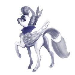Size: 1000x1000 | Tagged: safe, artist:ponsce, imported from derpibooru, queen haven, pegasus, pony, butt, female, g5, havenbutt, looking back, mare, monochrome, plot, raised hoof, simple background, solo, white background